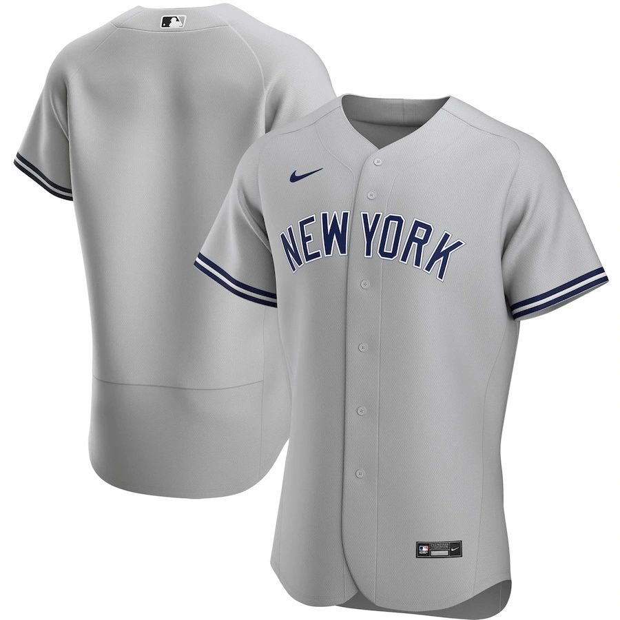 Mens New York Yankees Nike Gray Road Authentic Team MLB Jerseys->new york yankees->MLB Jersey